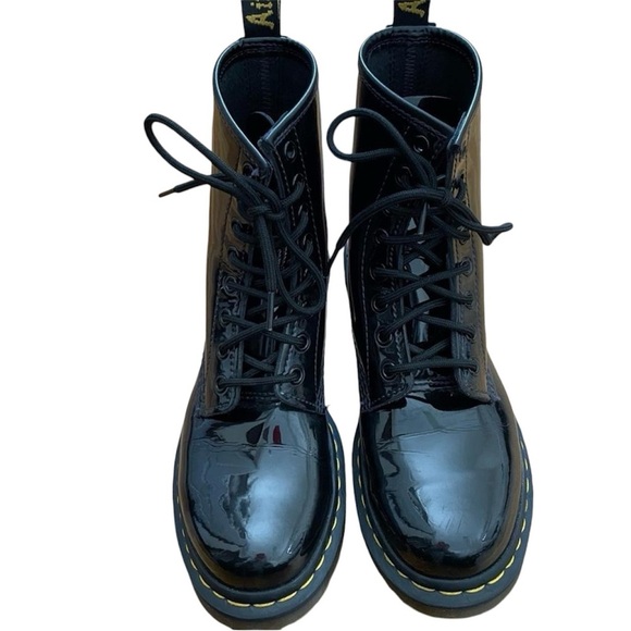 Dr Martens 1460 Black Patent Leather Combat Boots Women Size 8 - Picture 3 of 16
